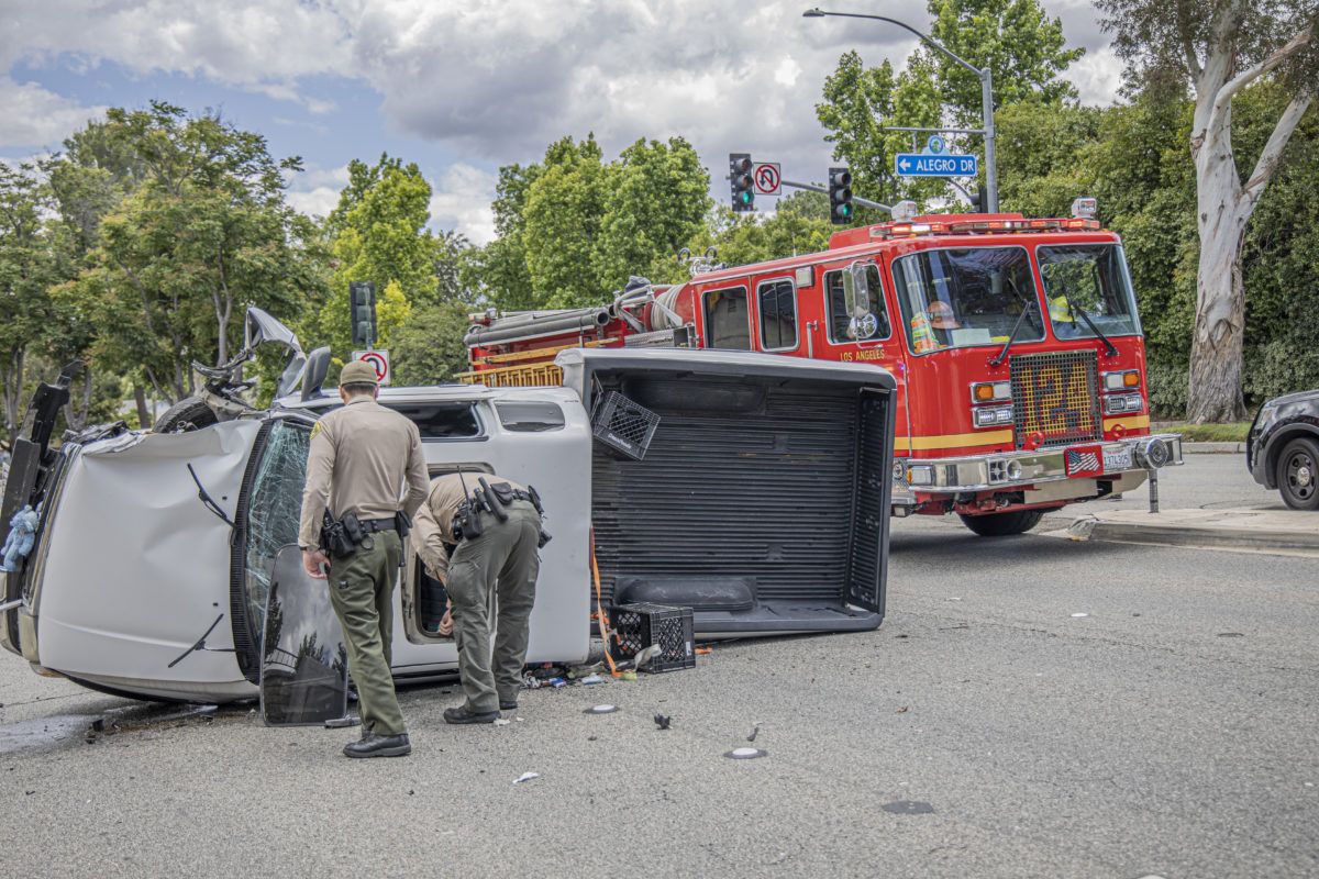 Truck rolls over in Valencia, no injuries reported